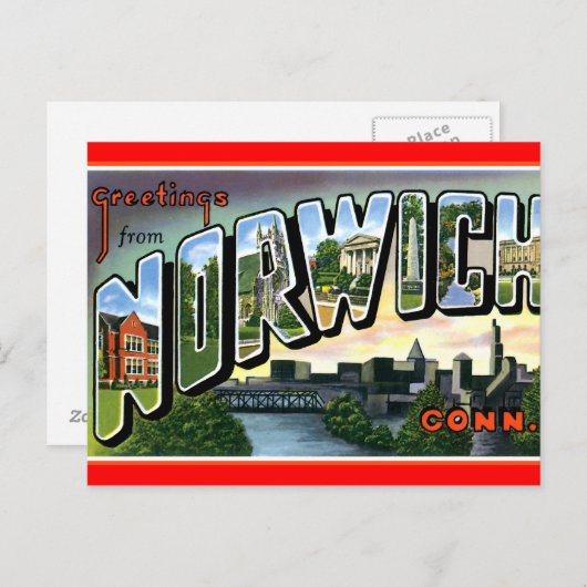 Norwich Connecticutからの挨拶 ポストカード (正面/裏面)
