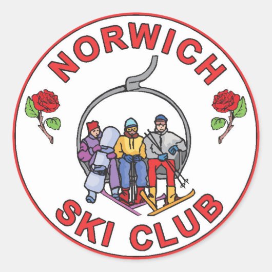 Norwich Ski Clubのステッカー（3"x3"セット6） ラウンドシール (正面)