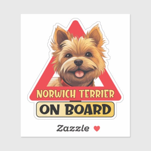 Norwich Terrier On Board Funny Dog Red Road Sign シール (シート)