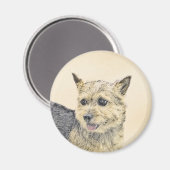 Norwich Terrier Painting - Cute Original Dog Art マグネット (正面/裏面)