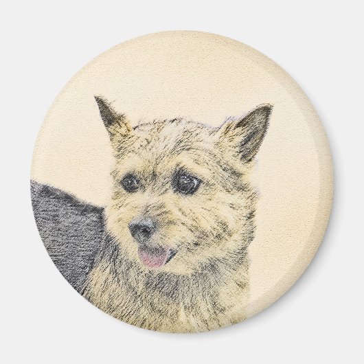 Norwich Terrier Painting - Cute Original Dog Art マグネット (正面)