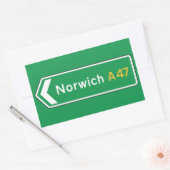 Norwich, UKロードサイン 長方形シール (封筒)