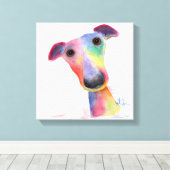 Nosey Dog 'Hank'ウィペット/ Greyhound Canvas Print キャンバスプリント (インサイチュ (ウッドフロア))