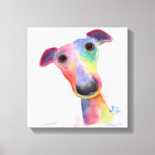 Nosey Dog 'Hank'ウィペット/ Greyhound Canvas Print キャンバスプリント (正面)