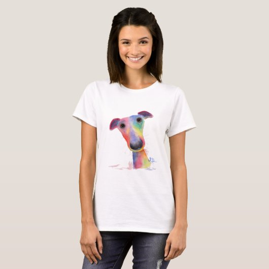 Nosey Dog Wippet Greyhound 'HANK' Tシャツトップ Tシャツ (正面フル)