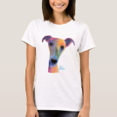 Nosey Dog Wippet Greyhound 'PANSY'レディースTシャツ Tシャツ (正面)