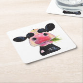 Nosey Friesian Cow 'HURLEY BURLEY 'コースター スクエアペーパーコースター (アングル)