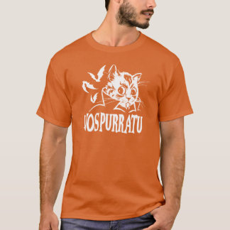 NosPURRatu Kitty with fangs Vampire Cat and flying Tシャツ