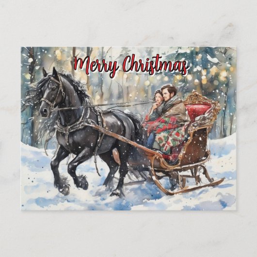 Nostalgia Friesian Sleigh Ride Christmas  シーズンポストカード (正面)
