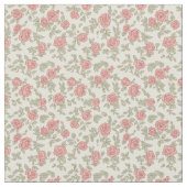 Nostalgic 1940s Dusty Rose & Sage Utility Floral ファブリック (クローズアップ)
