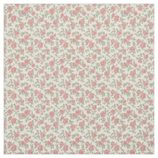 Nostalgic 1940s Dusty Rose & Sage Utility Floral ファブリック (見本)