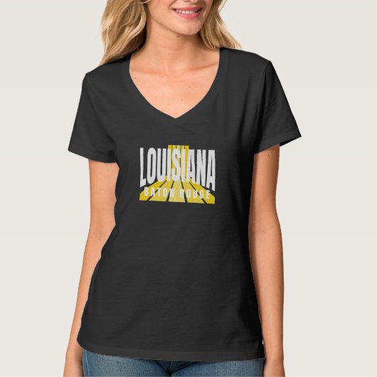 Nostalgic Baton Rouge Cool Purple & Yellow Louisia Tシャツ (正面)