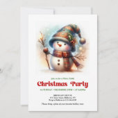 Nostalgic cartoon snowman invite festive printable 招待状 (正面)