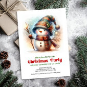 Nostalgic cartoon snowman invite festive printable 招待状