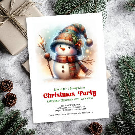 Nostalgic cartoon snowman invite festive printable 招待状