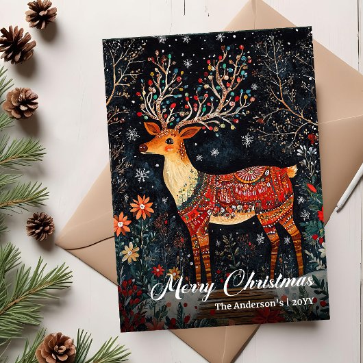 Nostalgic Christmas deer card printable warm wish シーズンカード