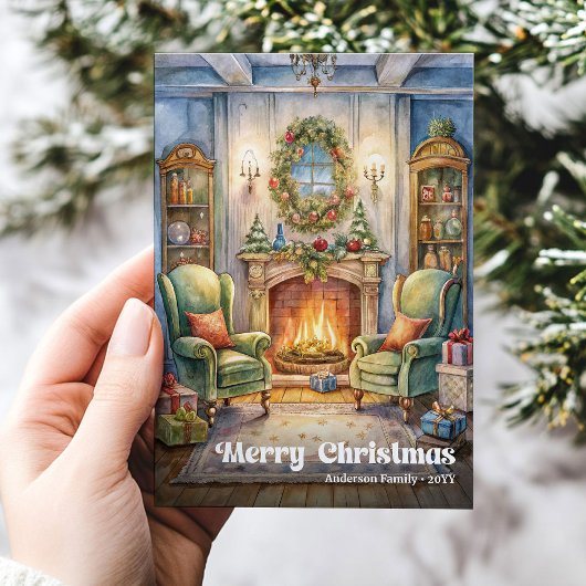 Nostalgic Christmas scene card vintage holiday joy シーズンカード