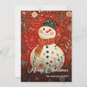 Nostalgic Christmas Snowman Holiday Printable Card シーズンカード (正面)