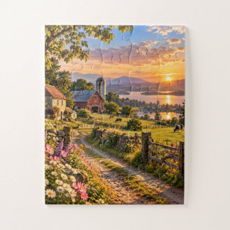 Nostalgic Countryside Sunset Jigsaw Puzzle ジグソーパズル