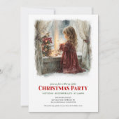 Nostalgic girl awaits Santa digital Christmas  招待状 (正面)