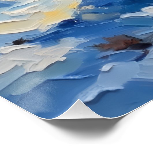 Nostalgic Happy Snowman with Bluebird Winter Scene ポスター (コーナー)