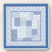 Nostalgic Indigo Faux Patchwork Set of Coasters コースター (正面)