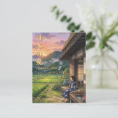 Nostalgic Japanese Summer Postcard - Engawa Scene ポストカード (スタンド正面)