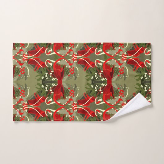 Nostalgic Mistletoe and Holly Christmas ハンドタオル (ハンドタオル)