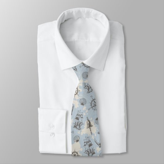Nostalgic nautical themed blue pattern  neck tie ネクタイ (タイ)