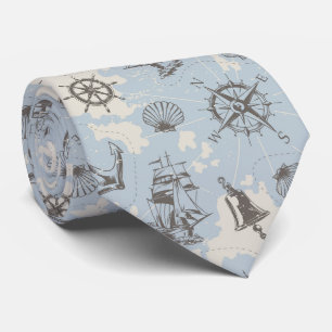 Nostalgic nautical themed blue pattern neck tie ネクタイ