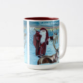 Nostalgic Painted Santa and Reindeer 15 oz. Mug  ツートーンマグカップ (正面右)