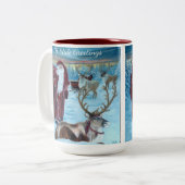 Nostalgic Painted Santa and Reindeer 15 oz. Mug  ツートーンマグカップ (正面左)