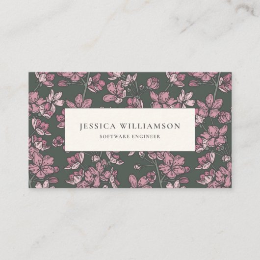 Nostalgic pink floral Business Card 名刺 (正面)