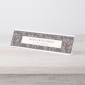 Nostalgic Pink Floral Custom Desk Name Plate デスクネームプレート (正面)