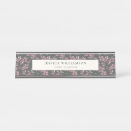 Nostalgic Pink Floral Custom Desk Name Plate デスクネームプレート