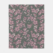Nostalgic pink floral french country フリースブランケット (正面)