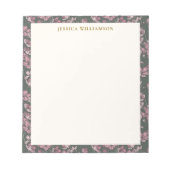 Nostalgic pink floral Personalized Name ノートパッド (正面)