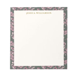 Nostalgic pink floral Personalized Name ノートパッド