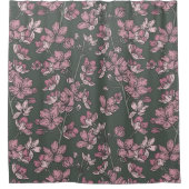Nostalgic Pink Floral Rustic Shower Curtain シャワーカーテン (正面)