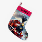 Nostalgic Red Train Christmas Stocking スモールクリスマスストッキング (正面 (吊り時))