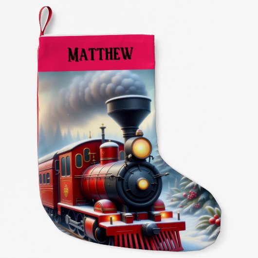 Nostalgic Red Train Christmas Stocking スモールクリスマスストッキング (正面)