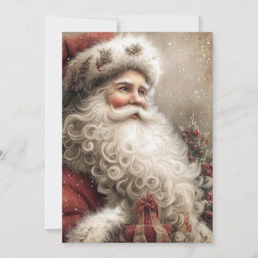Nostalgic Santa Claus Happy Holidays Flat カード (正面)