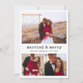 Nostalgic Type First Married Christmas Photo Grid シーズンカード (正面)