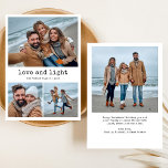 Nostalgic Type | Happy Hanukkah Family Photo Grid シーズンカード<br><div class="desc">These simple and vintage style, black and white Hanukkah cards feature retro typewriter text that says "love and light." There is also a photo grid, with room for a personal message and additional photo on the back. A nostalgic, elegant design to wish a happy holiday season to friends and family....</div>