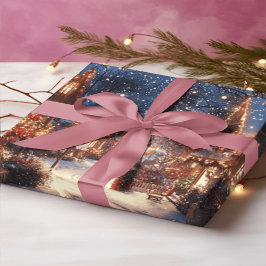 Nostalgic Victorian Christmas Village Wrapping Pap ラッピングペーパー