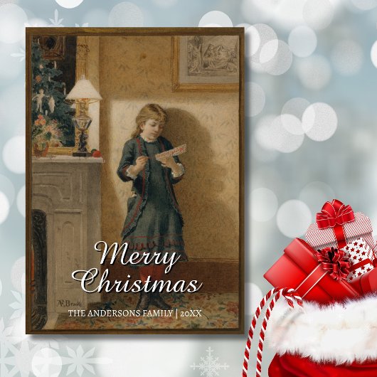Nostalgic Vintage Child with Christmas Greeting シーズンカード