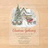 Nostalgic Vintage Cottage Christmas Gathering アクリル招待状 (正面)