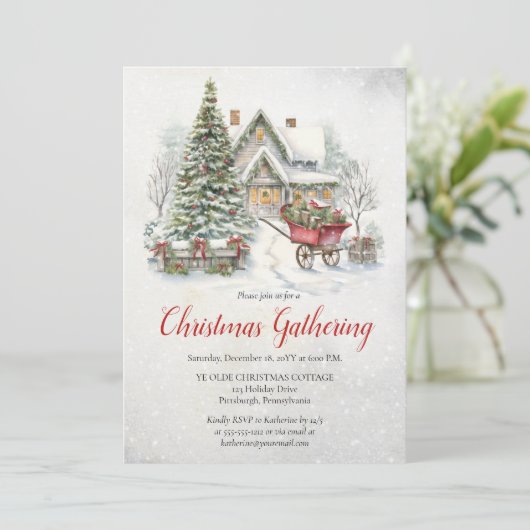 Nostalgic Vintage Cottage Christmas Gathering 招待状 (スタンド正面)