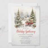 Nostalgic Vintage Holiday Tree Christmas Gathering 招待状 (正面)