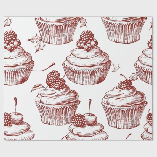 Nostalgic Vintage Red Christmas ラッピングペーパー (フラット)